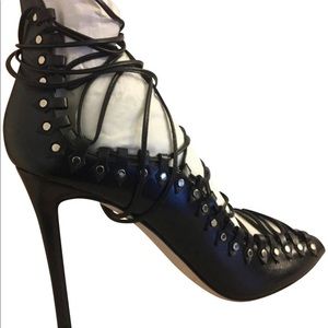 NIB -jimmy choo 38.5 Black Lace Up Studded Pumps.